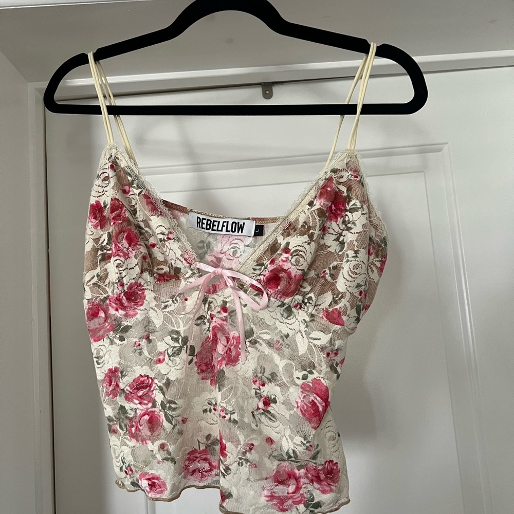 Floral Pink and Cream Women's Top